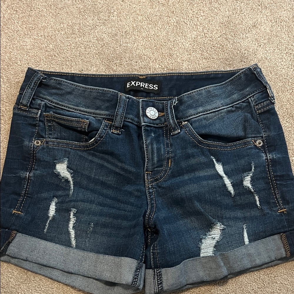 Express Women's Dark Blue Jean Shorts